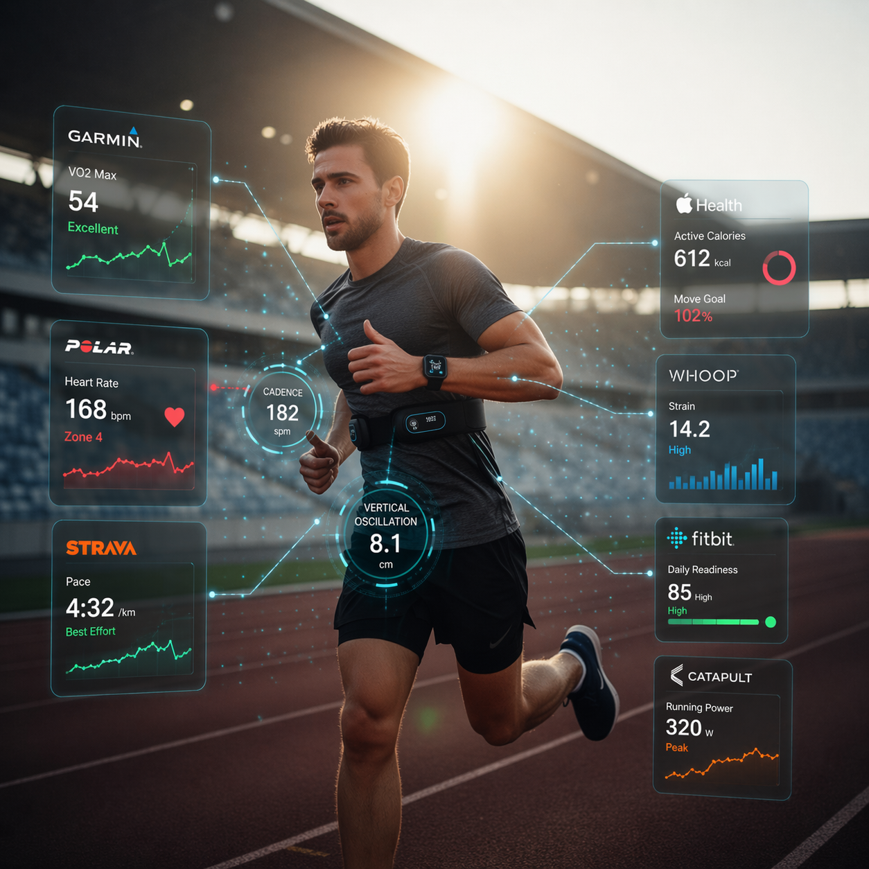 Athlete training with a wearable heart-rate monitor